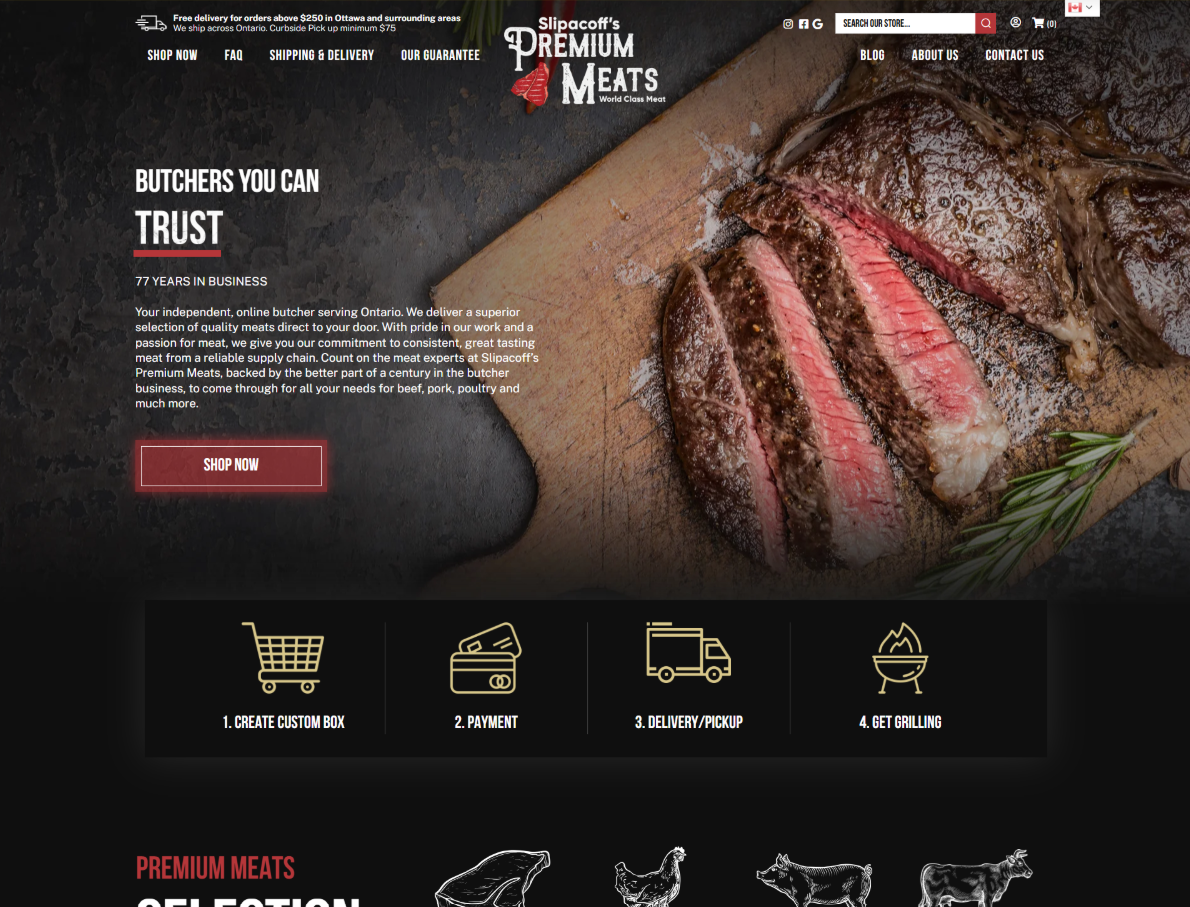 Premium Meats Online website preview